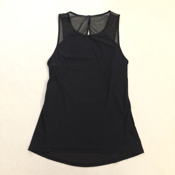 Lululemon Women Solid Black Cutout Open Back Mesh For The Run Tank Top Shirt 2 - Picture 3 of 9